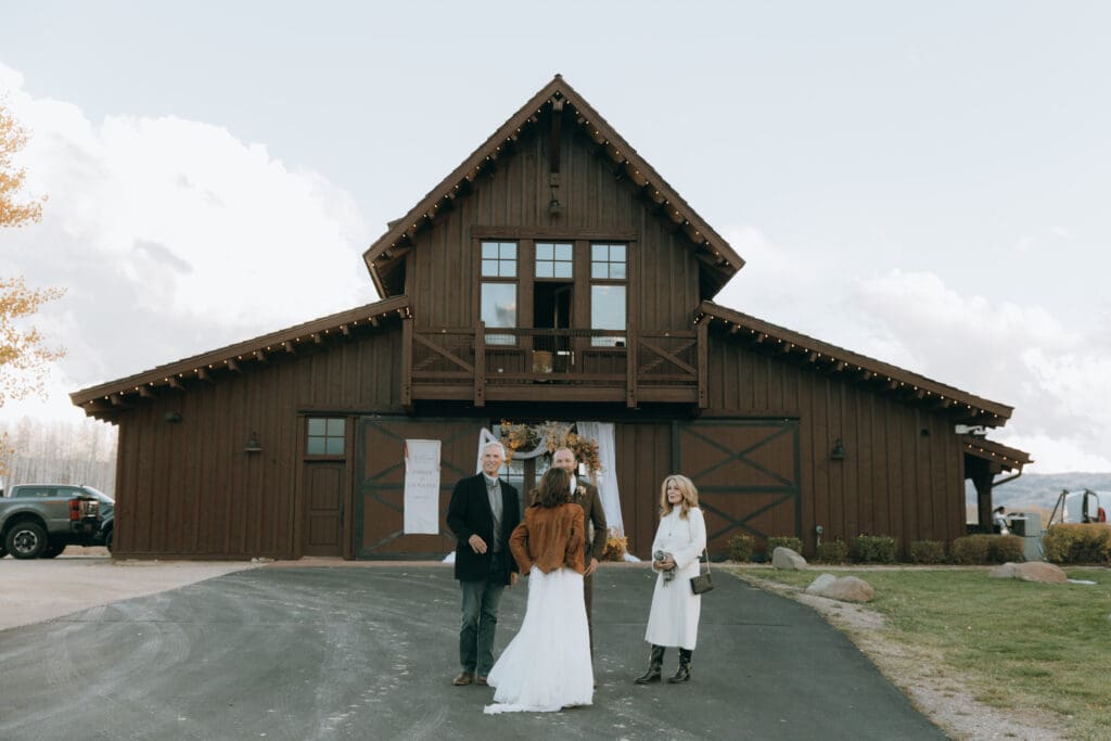 Outside view of Wolf Creek Ranch grounds in fall foliage, Utah mountain wedding venue
