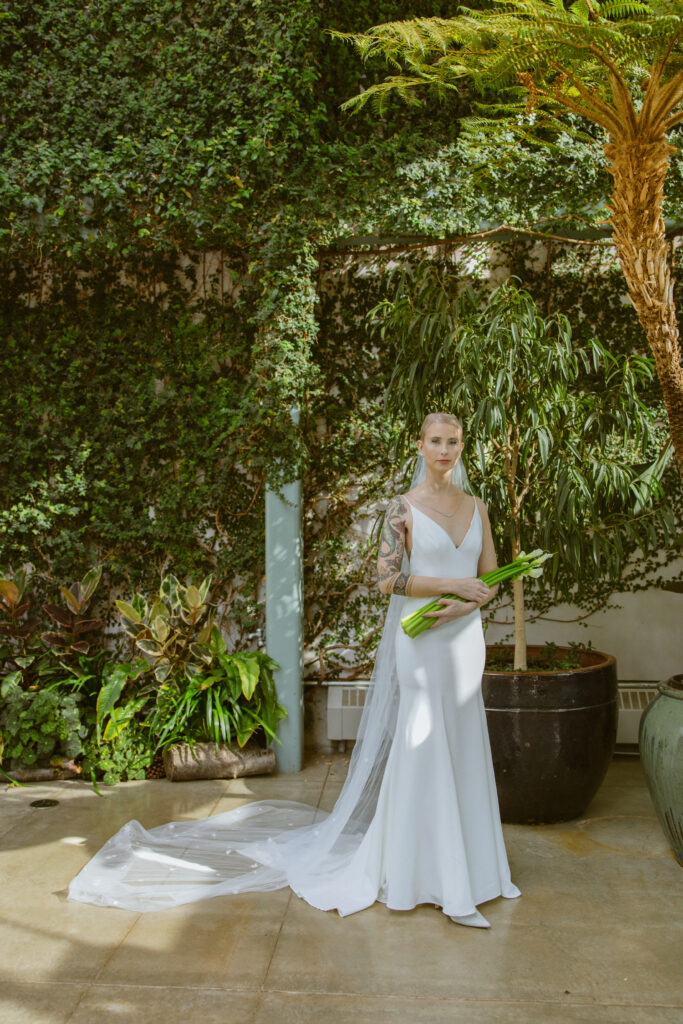 Bridal portrait at Red Butte Garden Orangerie Salt Lake City wedding
