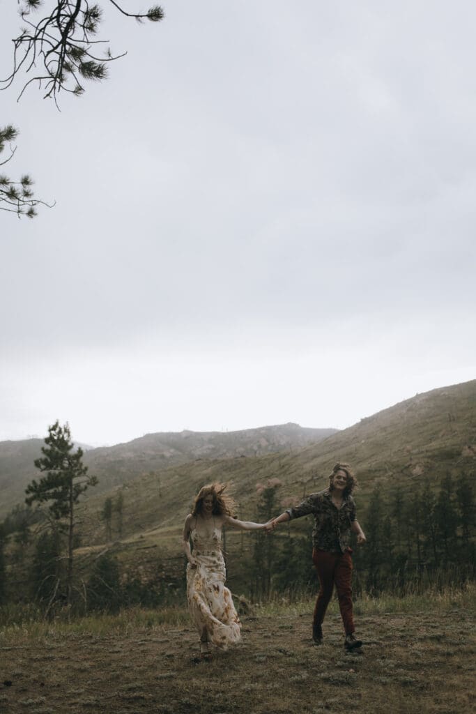 romantic editorial couple runs into bad weather during reception