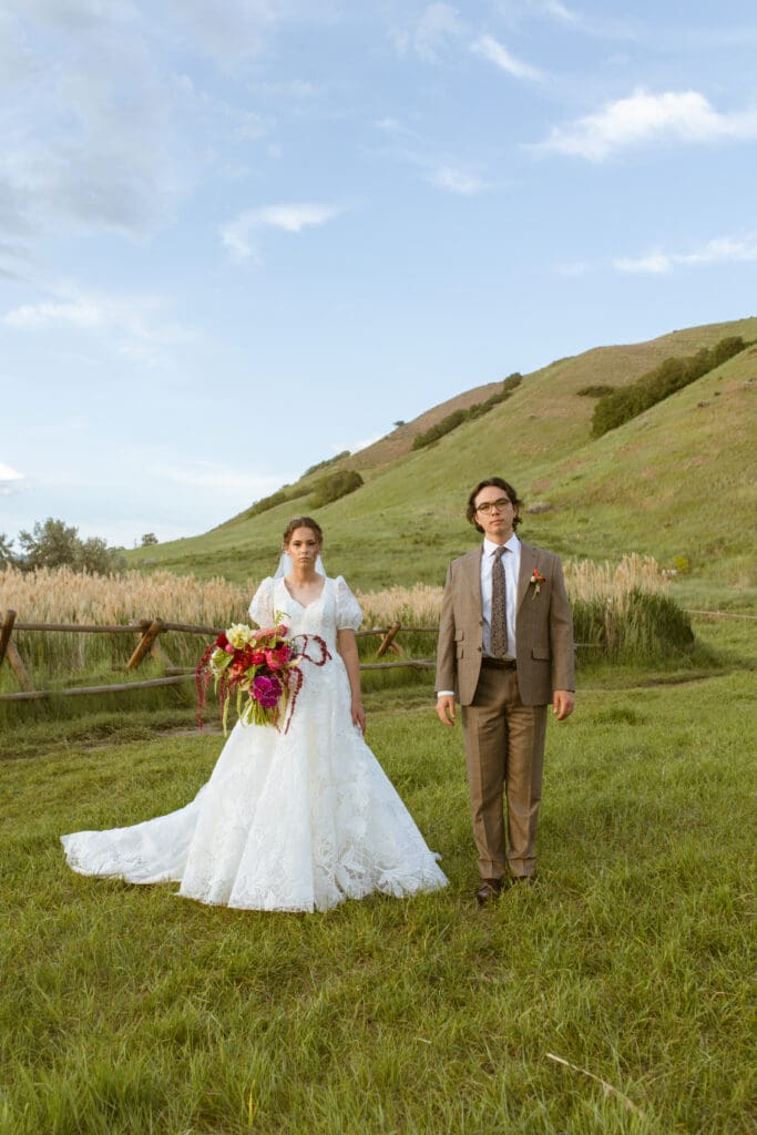 Wes Anderson editorial inspired wedding day photography in Utah