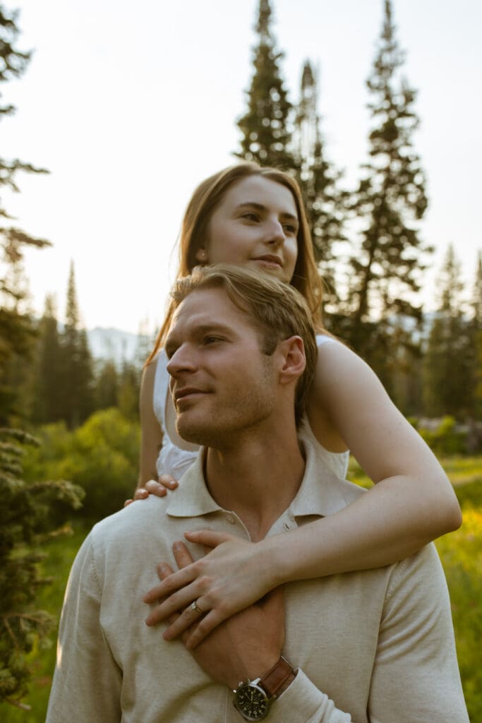 Intimate engagement photos in the Utah Mountains