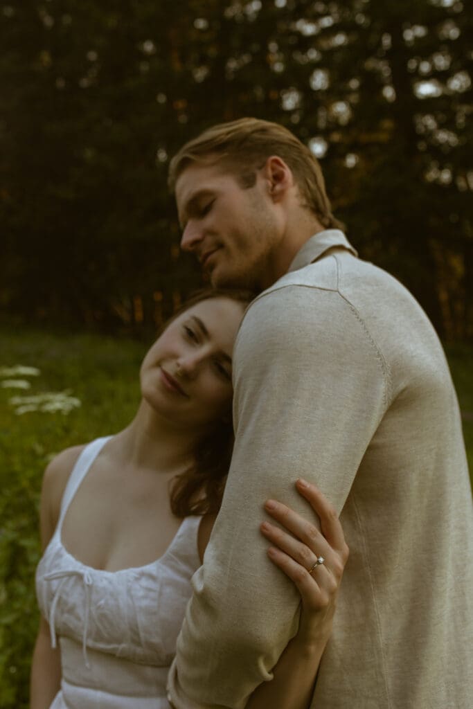 Golden Hour engagement photos in Albion Basin, Alta Utah