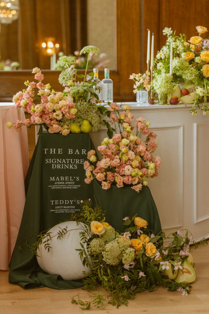 Bar details in Let Them Eat Cake Marie Antoinette luxury wedding editorial by Gabrielle Pellegrino Photography