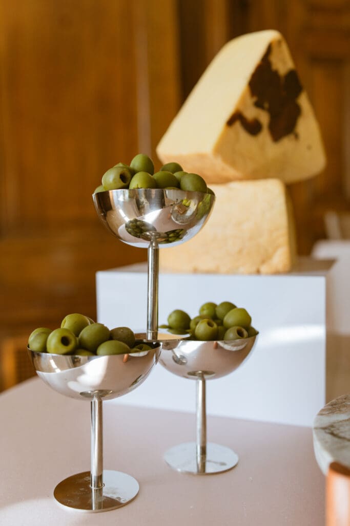 Olive details  in Let Them Eat Cake Marie Antoinette luxury wedding editorial by Gabrielle Pellegrino Photography