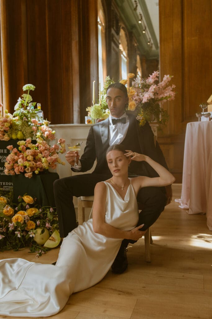 Vogue inspired couple's photos  in Let Them Eat Cake Marie Antoinette luxury wedding editorial by Gabrielle Pellegrino Photography